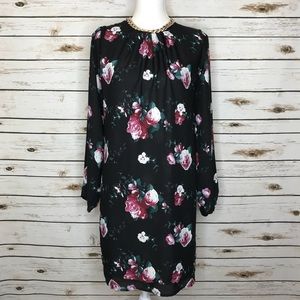 💋Stella Tweed Floral Shift Dress Chain Neckline S